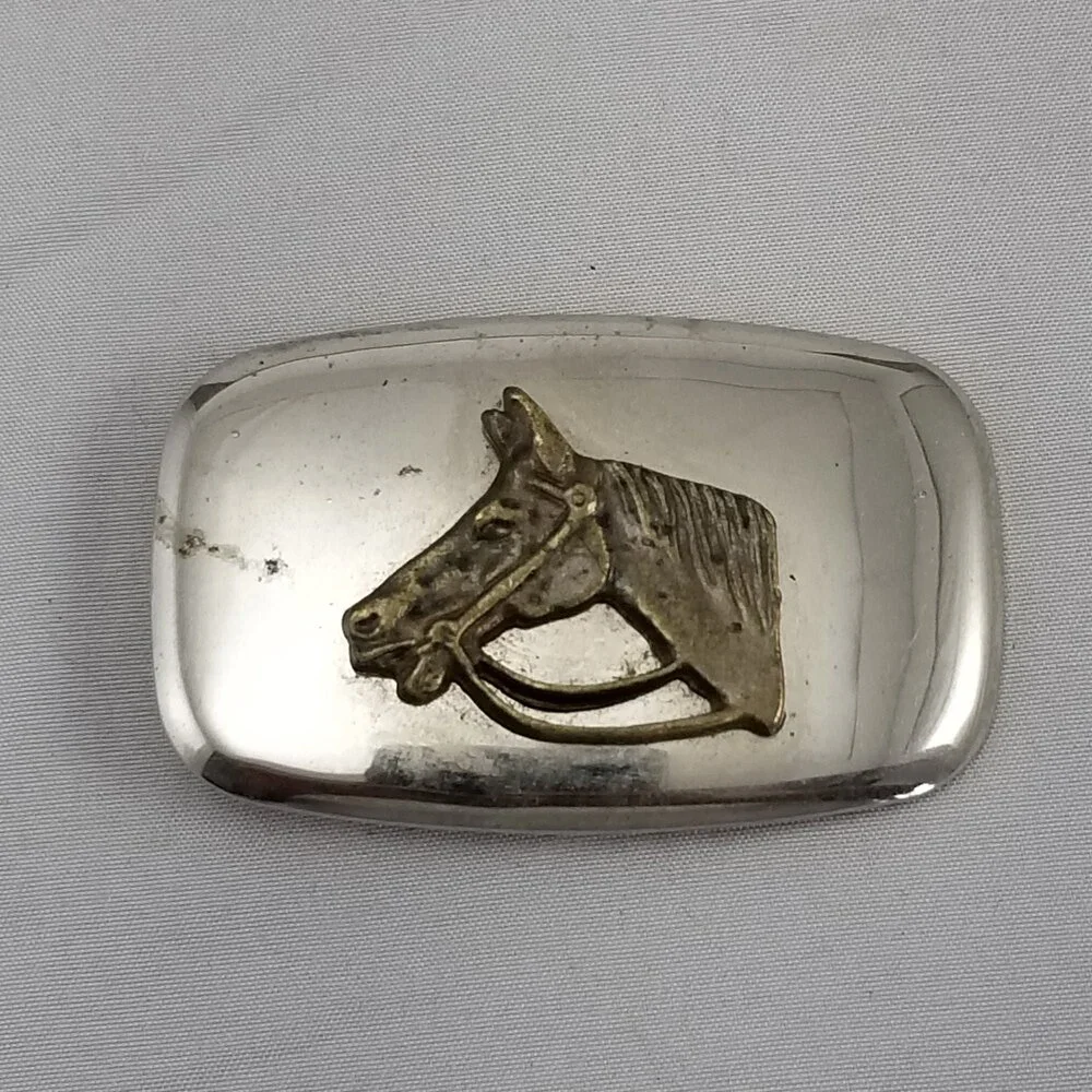Vintage Belt‎ Buckle Small Horse Head Western Shiny Made In The USA Gift - Picture 4 of 11